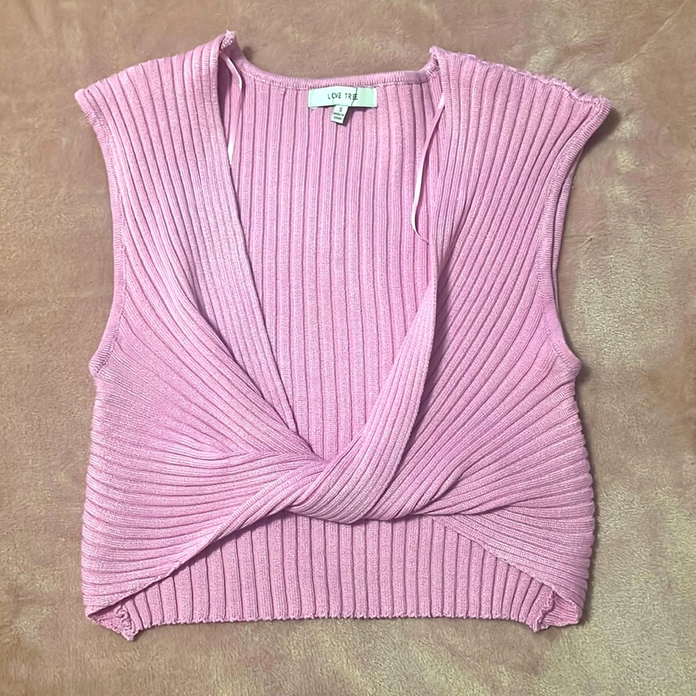 Lovetree Twist Cutout Crop Top